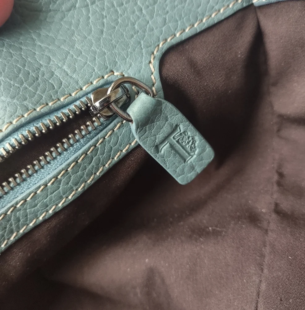 Tod's Handbag Purse Pebbled Leather Mint Green - Picture 7 of 8